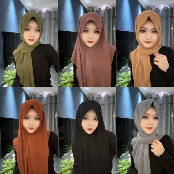 撒银褶皱雪纺方巾