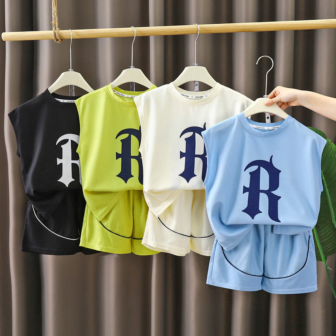 儿童夏装套装2025新款男女童无袖背心运动痞帅炸街衣服酷帅夏季童