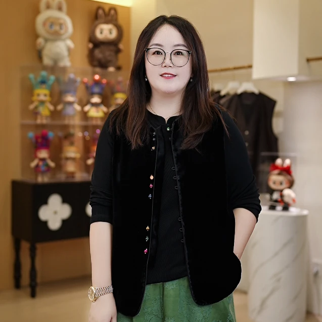 【深圳霞姐】100%真丝丝绒马甲早秋上新大码女装新中式国风