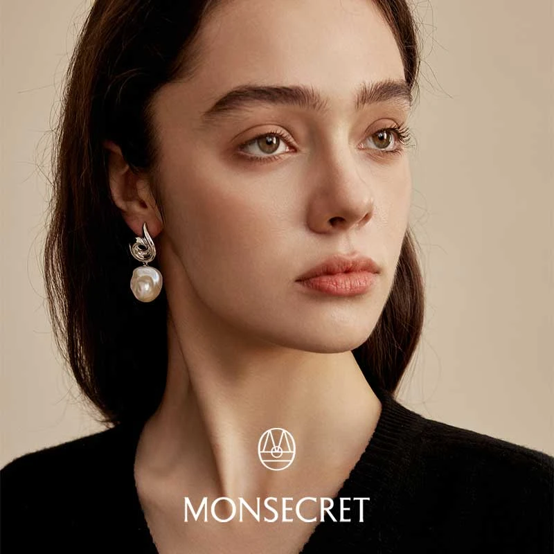 非金属合成锆石耳饰 MONSECRET旋转风穴巴洛克耳钉