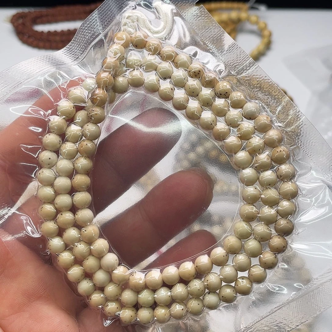 星月菩提吊坠骨瓷白6圆烧云108