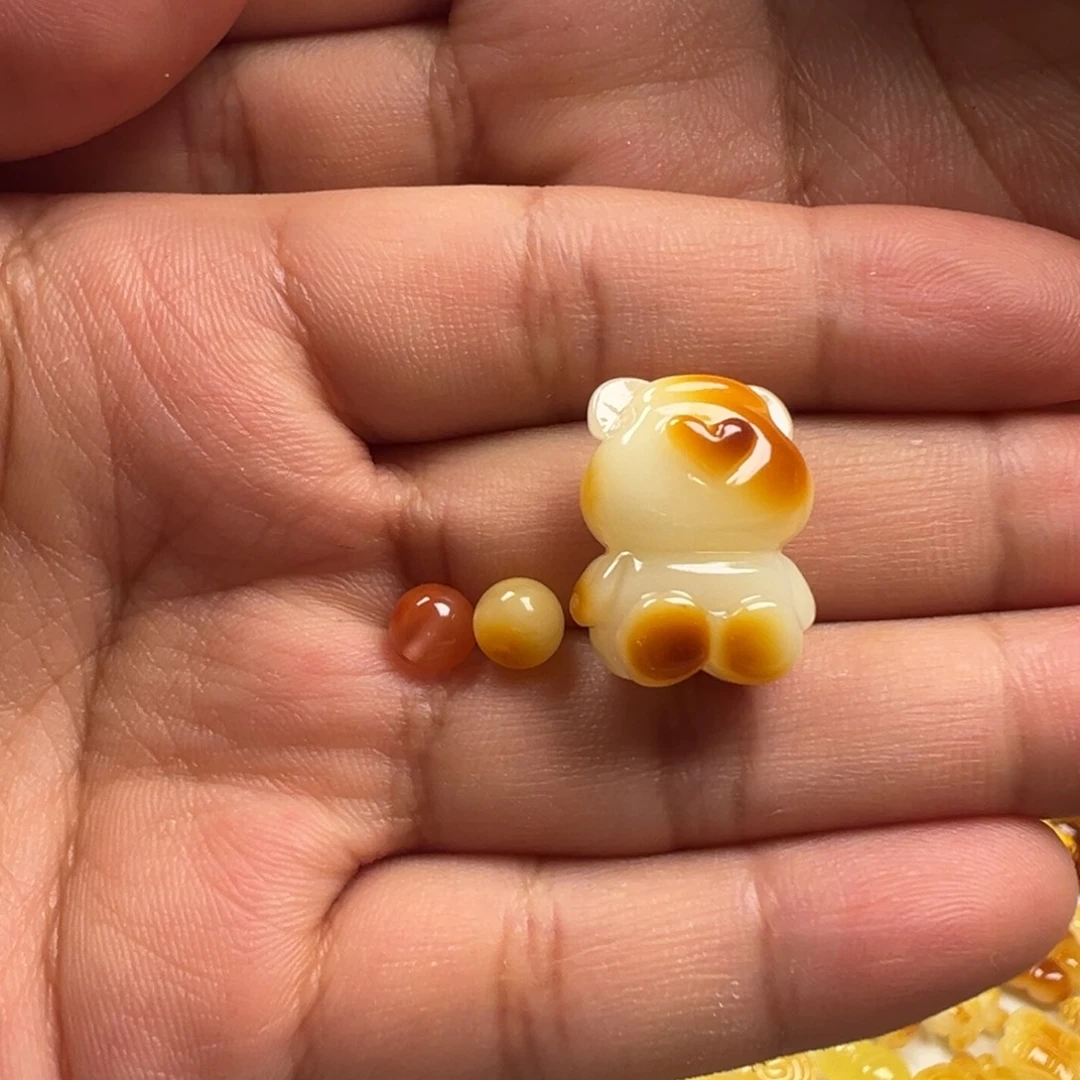 蜜蜡颈饰未镶嵌魇*白花小熊手机挂（定制款不退换）