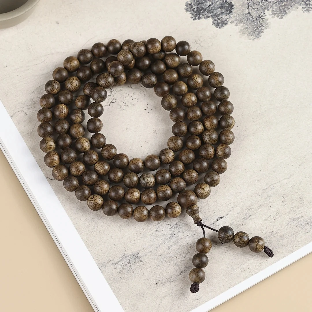 M002沉香芽庄绿奇楠0.8多圈圆珠手串