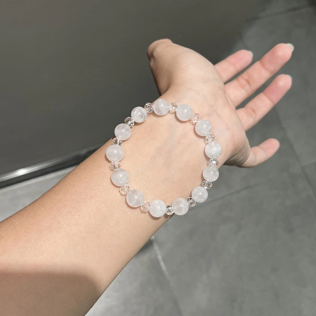 天然白幽灵设计款单圈手串约10m
