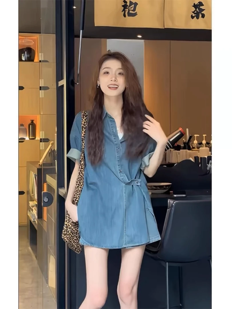 夏季牛仔套装裤女夏薄新款高级感又A酷飒拽姐短裤炸街两件套显瘦