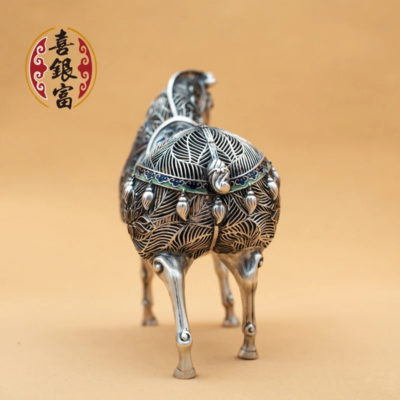 喜银富 足银珐琅银制品 喜银富999足银马到功成马年礼品中式摆设