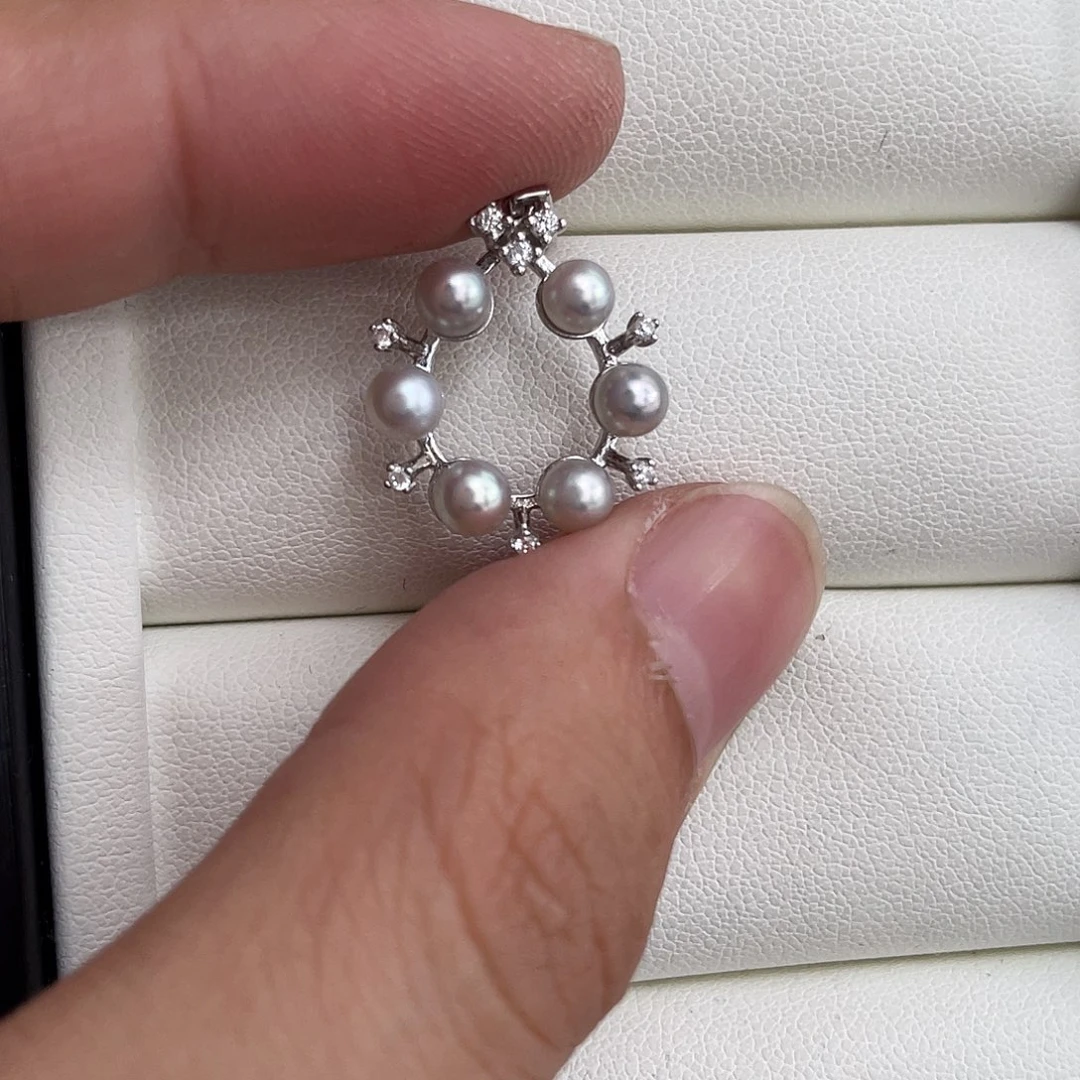 海水珍珠银S925镶嵌吊坠(不含链)