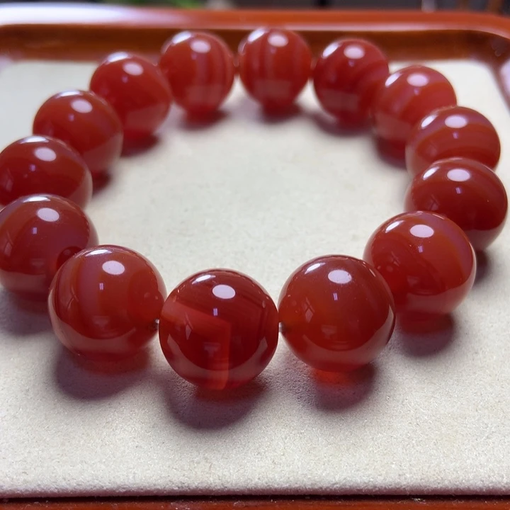 玛瑙/玉髓手串未镶嵌红肉缠丝玛瑙