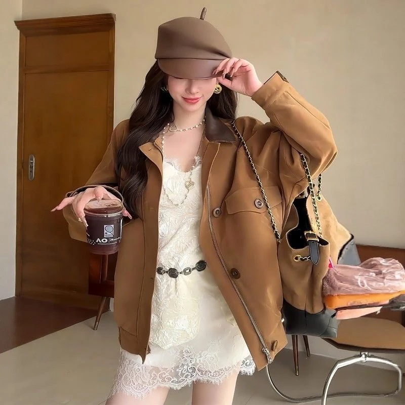 美式复古开春经典洋气外套女装2025早秋季新款慵懒风宽松百搭夹克