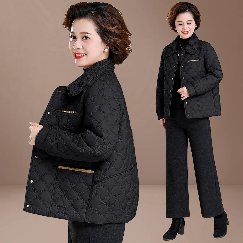 中年妈妈夹棉外套秋冬季2025年新款超好看高级感女士冬季棉服棉衣