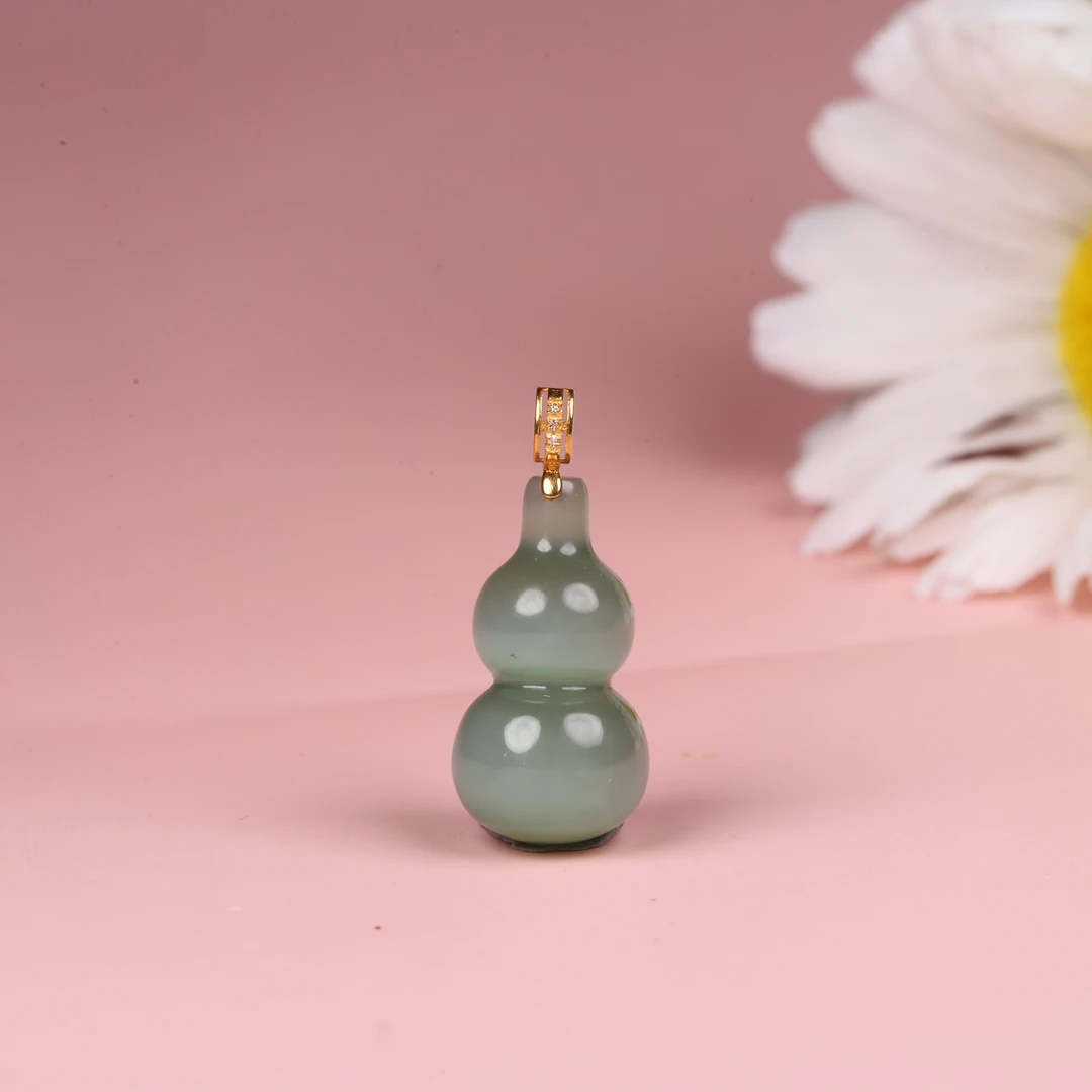 【汪氏精品】和田玉18k俄碧猫眼葫芦 多样性发其一 2005-G11