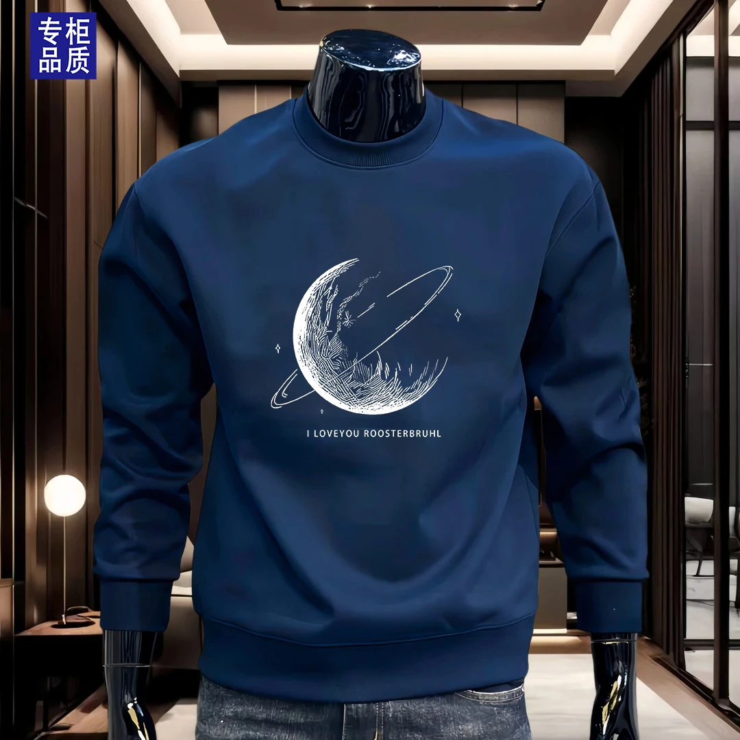 公鸡男士卫衣长袖T恤春秋冬重磅棉内搭打底无帽潮牌宽松圆领上衣