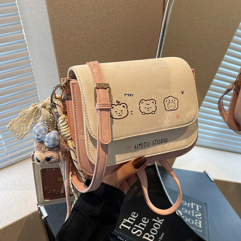 艾米兔女包2025新款洋气潮流印花设计百搭通勤简约单肩斜挎包