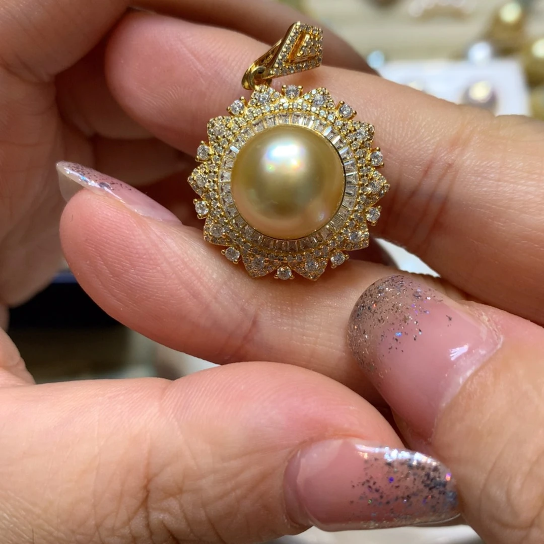 海水珍珠银S925镶嵌颈饰