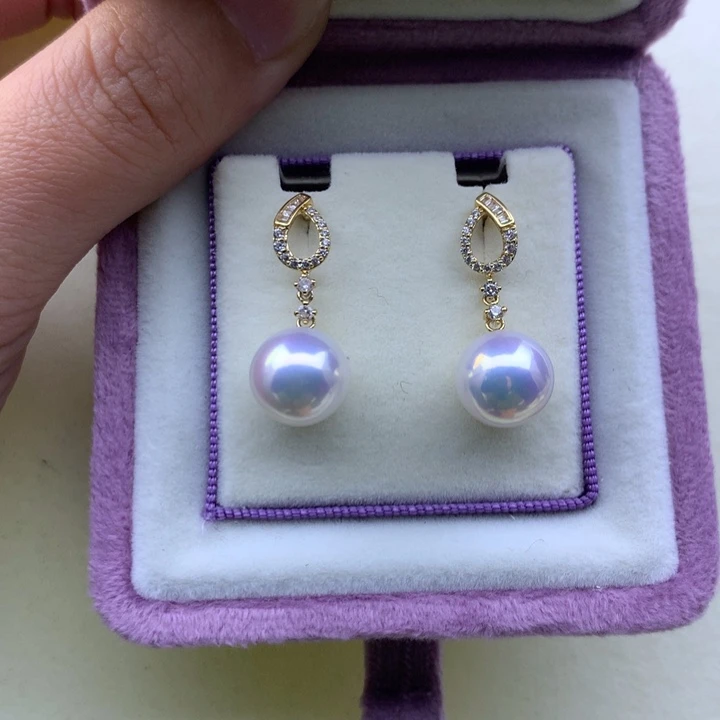 淡水珍珠耳饰18K金镶嵌嘉**宝