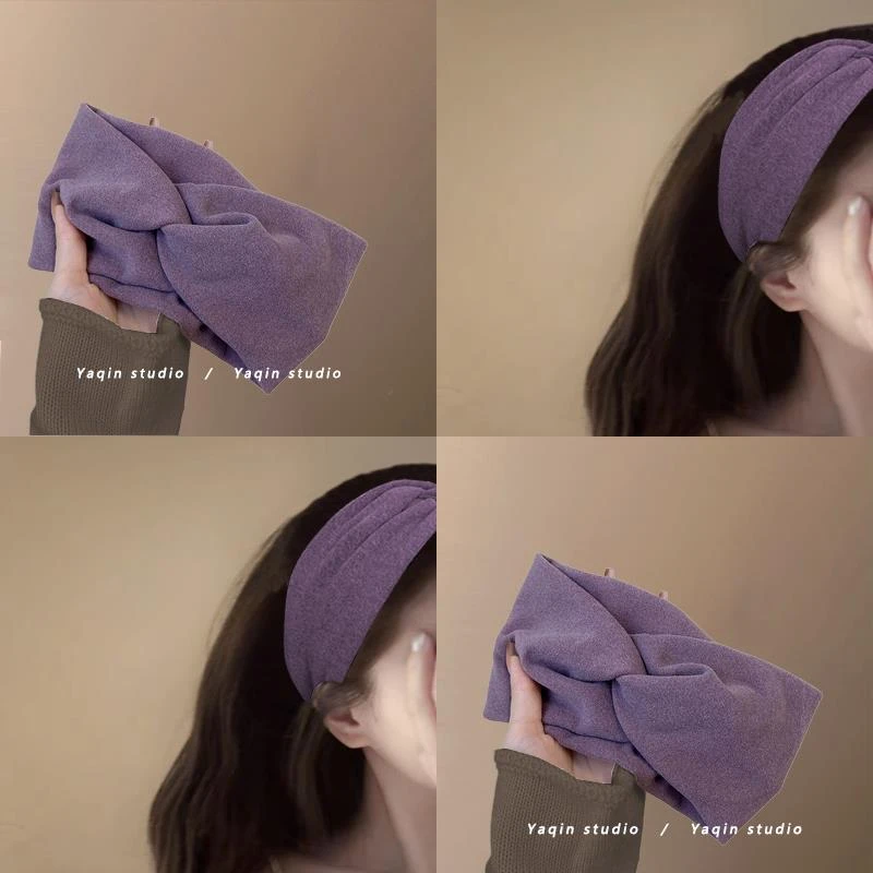 浪漫紫色！优雅气质发箍宽边发带女绑发简约洗脸头套秋冬外戴发饰