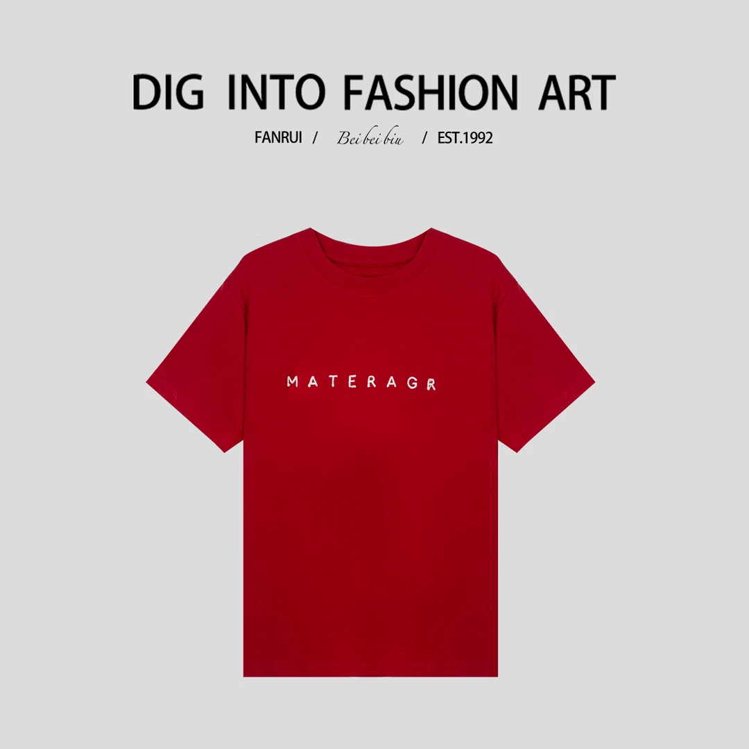 FANRUI/泛芮「心动代码 」字母印花百搭设计感圆领T恤上衣B14454
