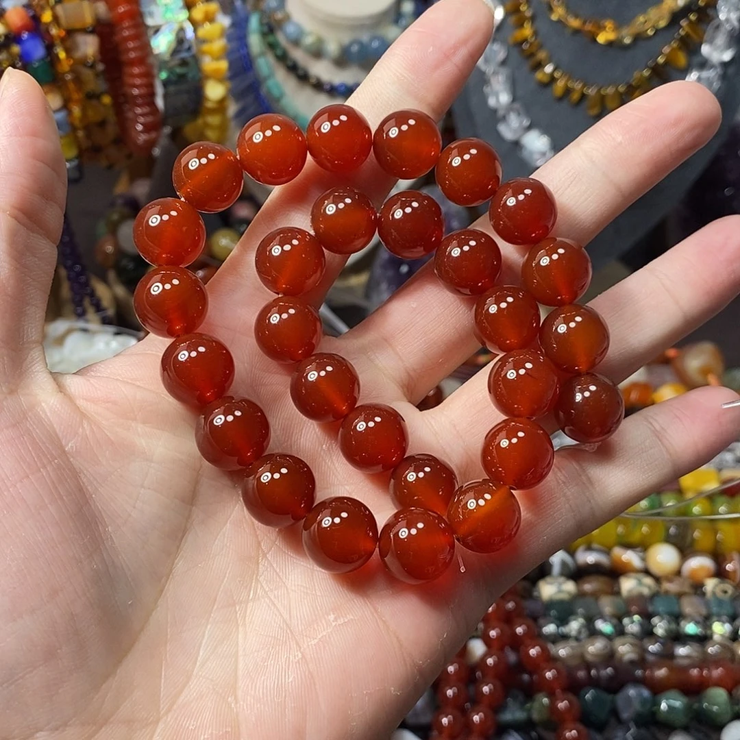 石英质玉未镶嵌，A品红玛瑙14mm，
