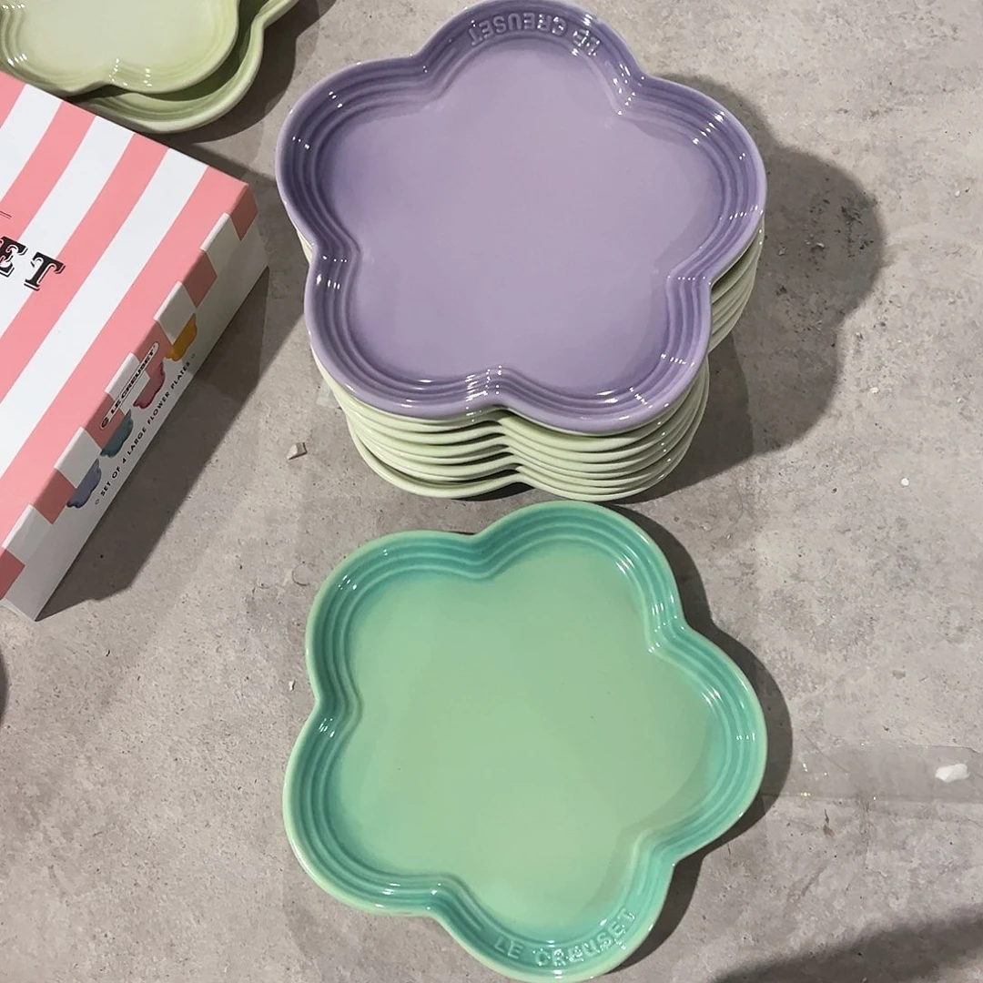 陶瓷 大梅花浅盘 青➕浅紫色色色