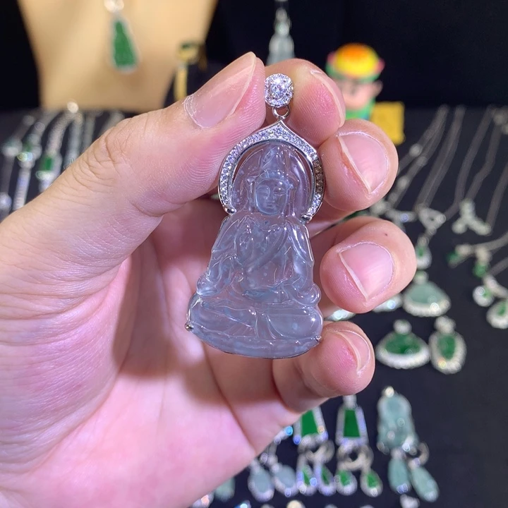 颈饰银S925镶嵌翡翠