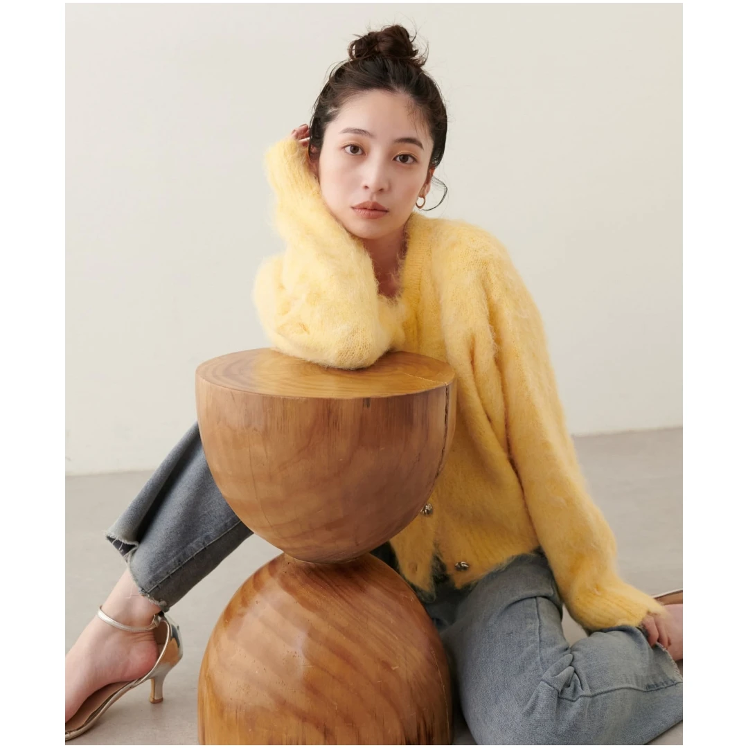 【TaKuMi】 N 气质时尚名媛柔软毛绒百搭宽松针织开衫