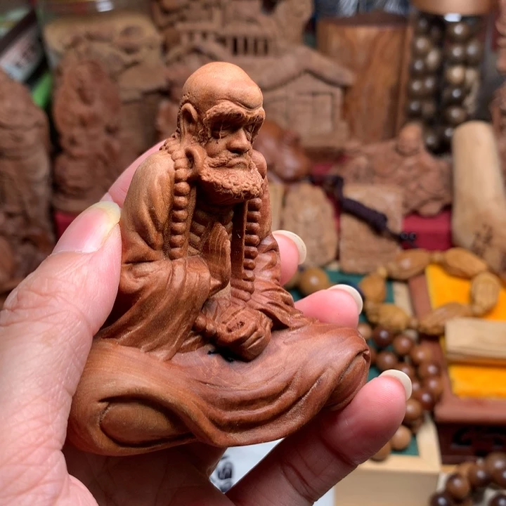 檀香木把件老山檀达摩瑕疵