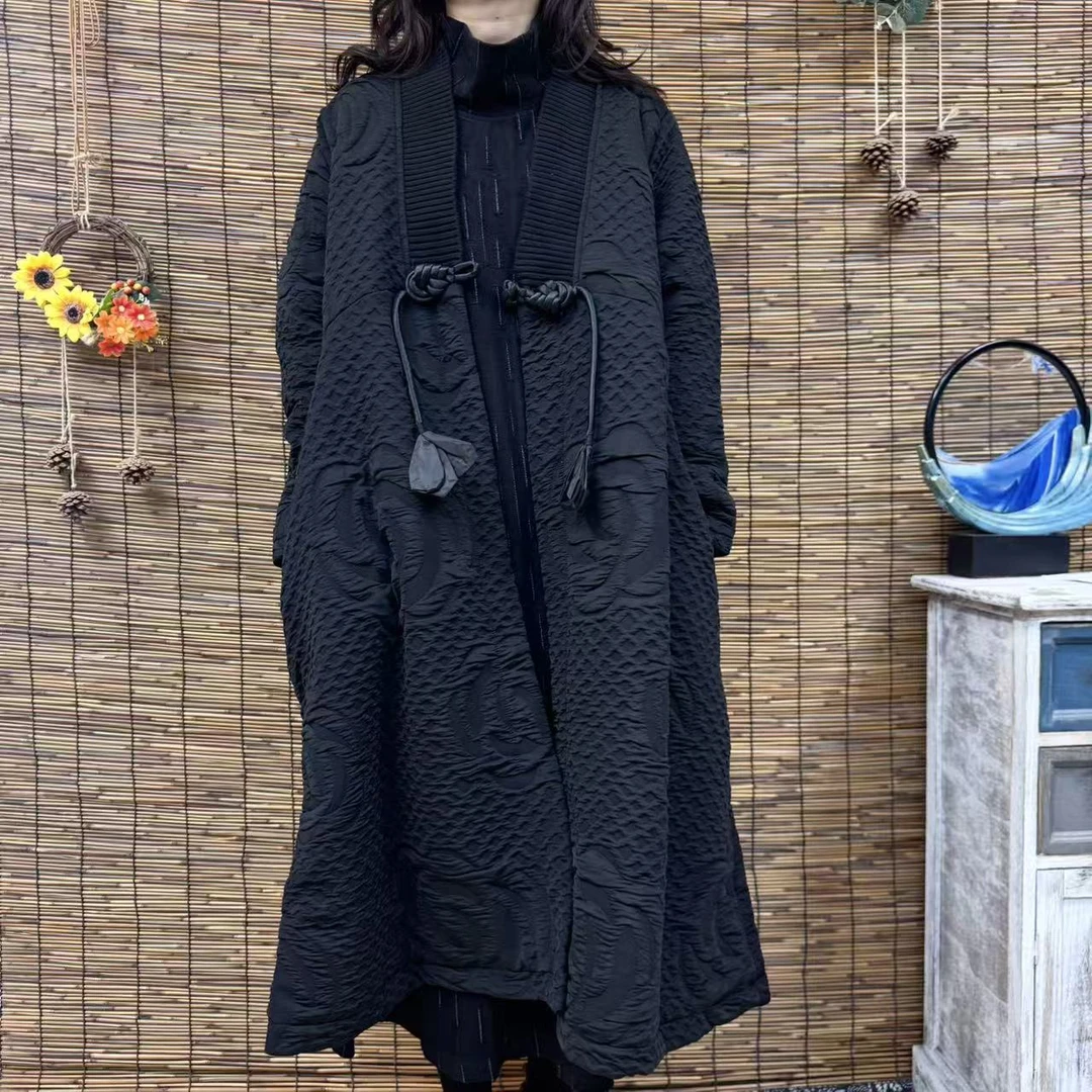 6340-6341秋冬新款气质玫瑰花压纹咖色时尚文艺复古外套