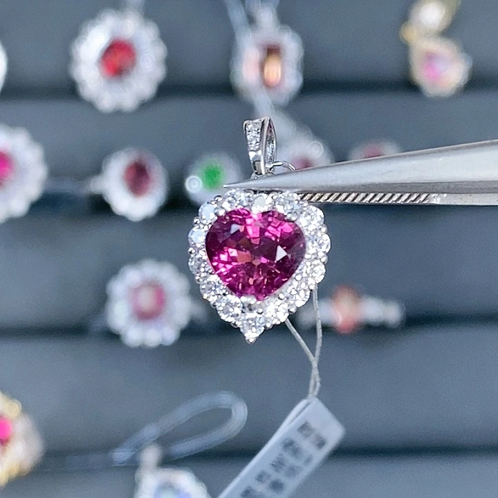 石榴石吊坠(赠链)银S925镶嵌