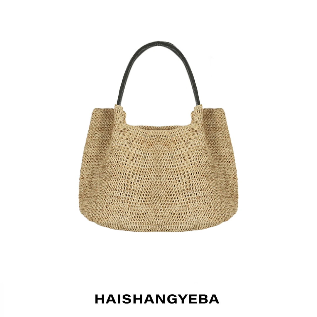 【海上叶爸】新款2025百搭手提拉菲草编织包包