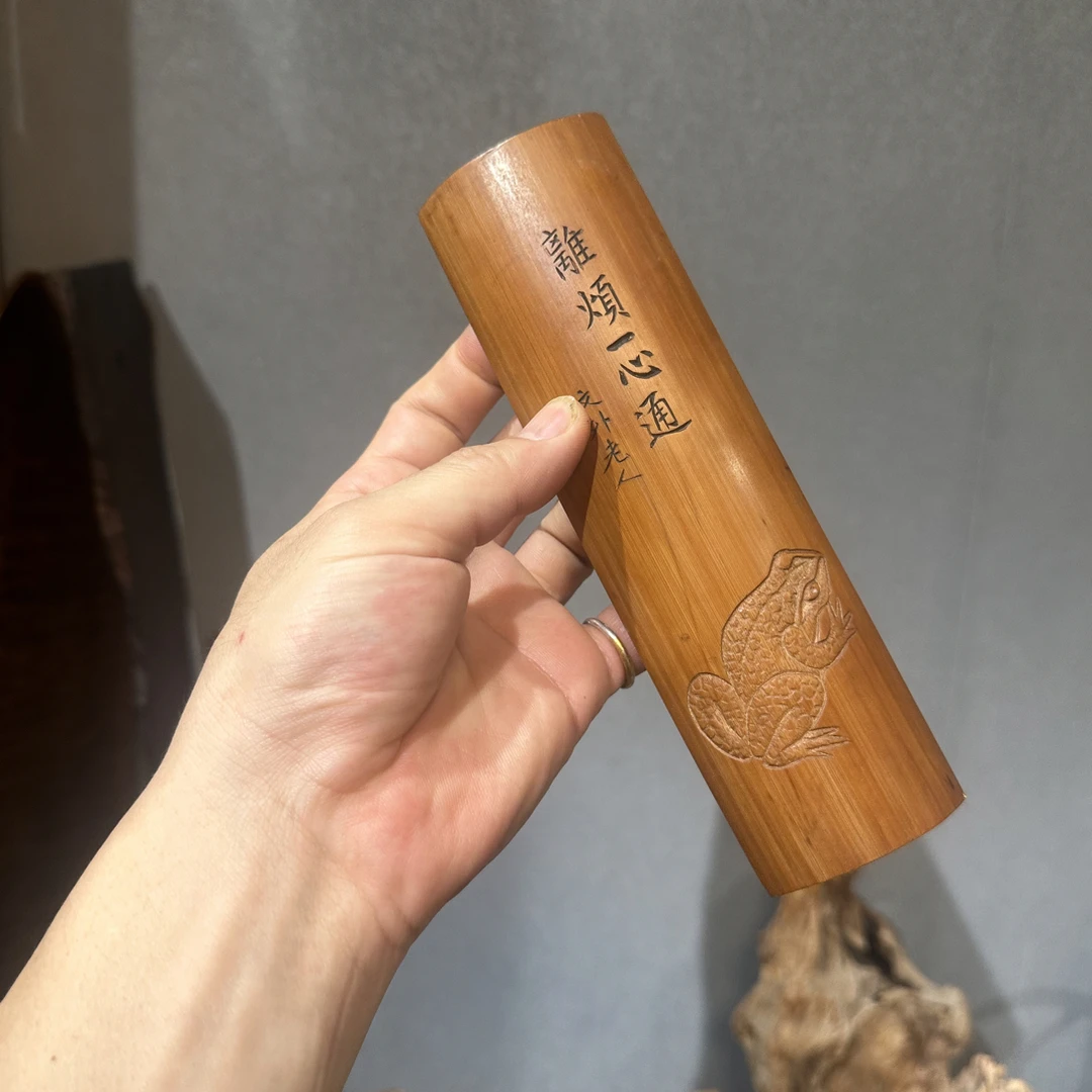 年代物，匠人精工手刻，老竹茶则