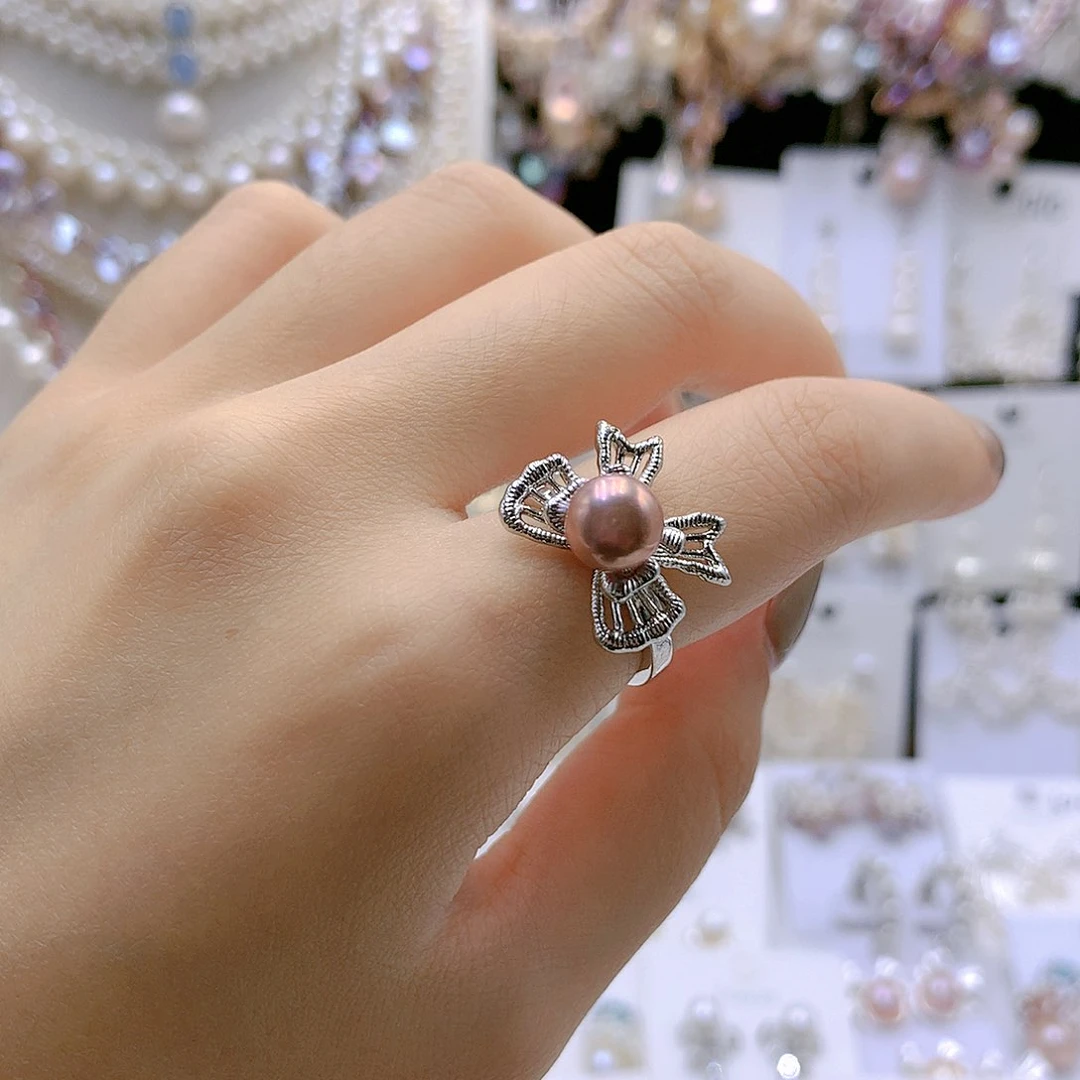 银S925镶嵌耳饰淡水珍珠