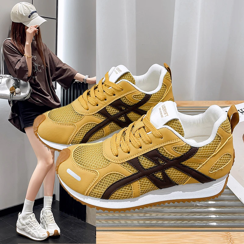 内增高单网透气阿甘鞋女款2025夏季新款网面小个子增高运动休闲鞋