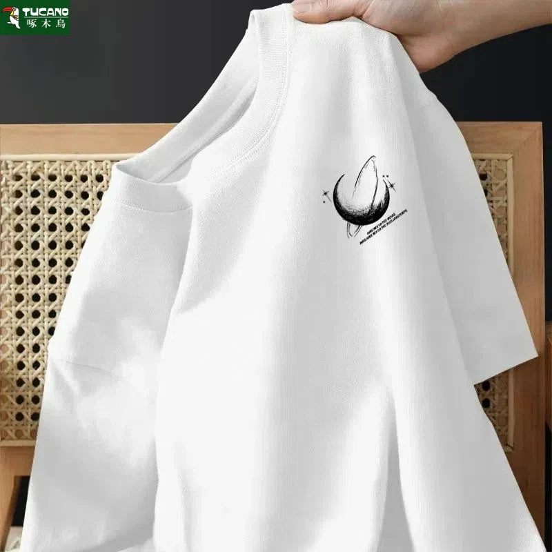 啄木鸟t恤短袖男夏季潮牌美式纯棉正肩运动宽松休闲体恤衫男生ins