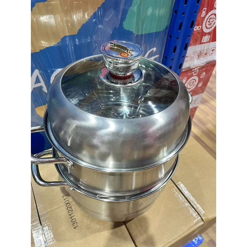 家用高级蒸锅复合钢定时器304不锈钢多功能蒸煮锅随机发