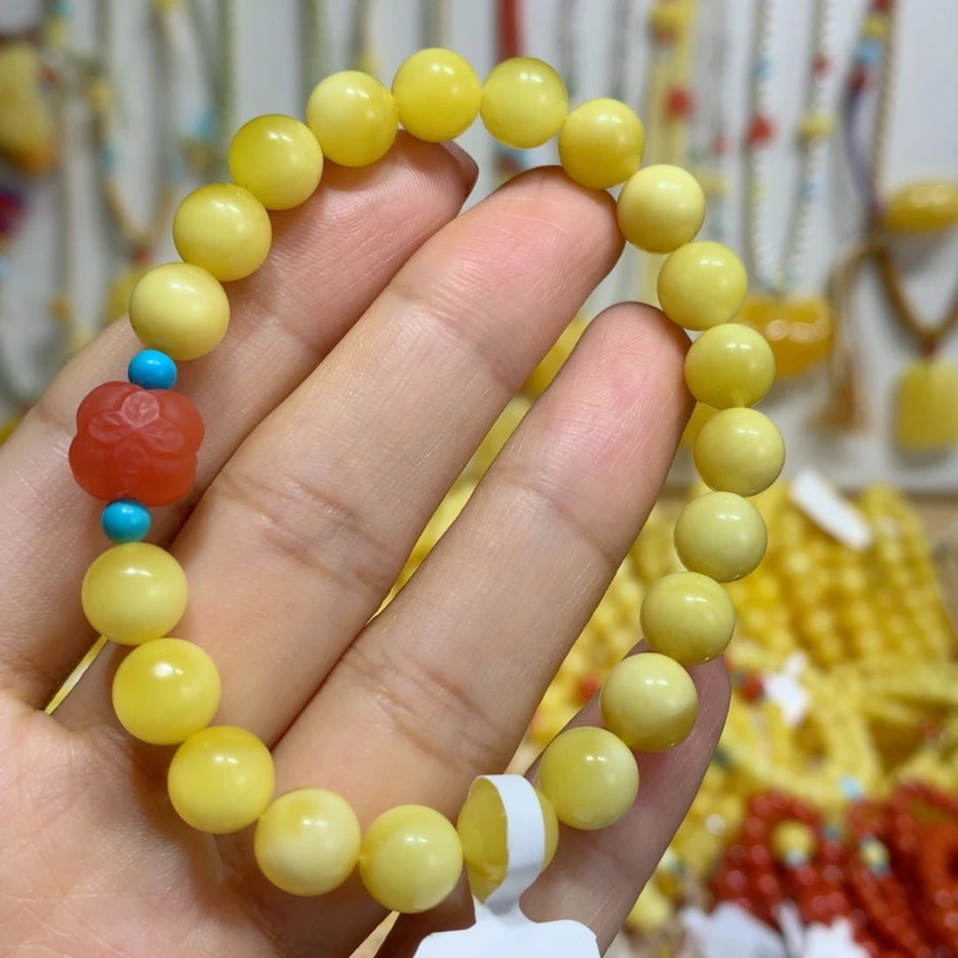 未镶嵌蜜蜡手链8mm