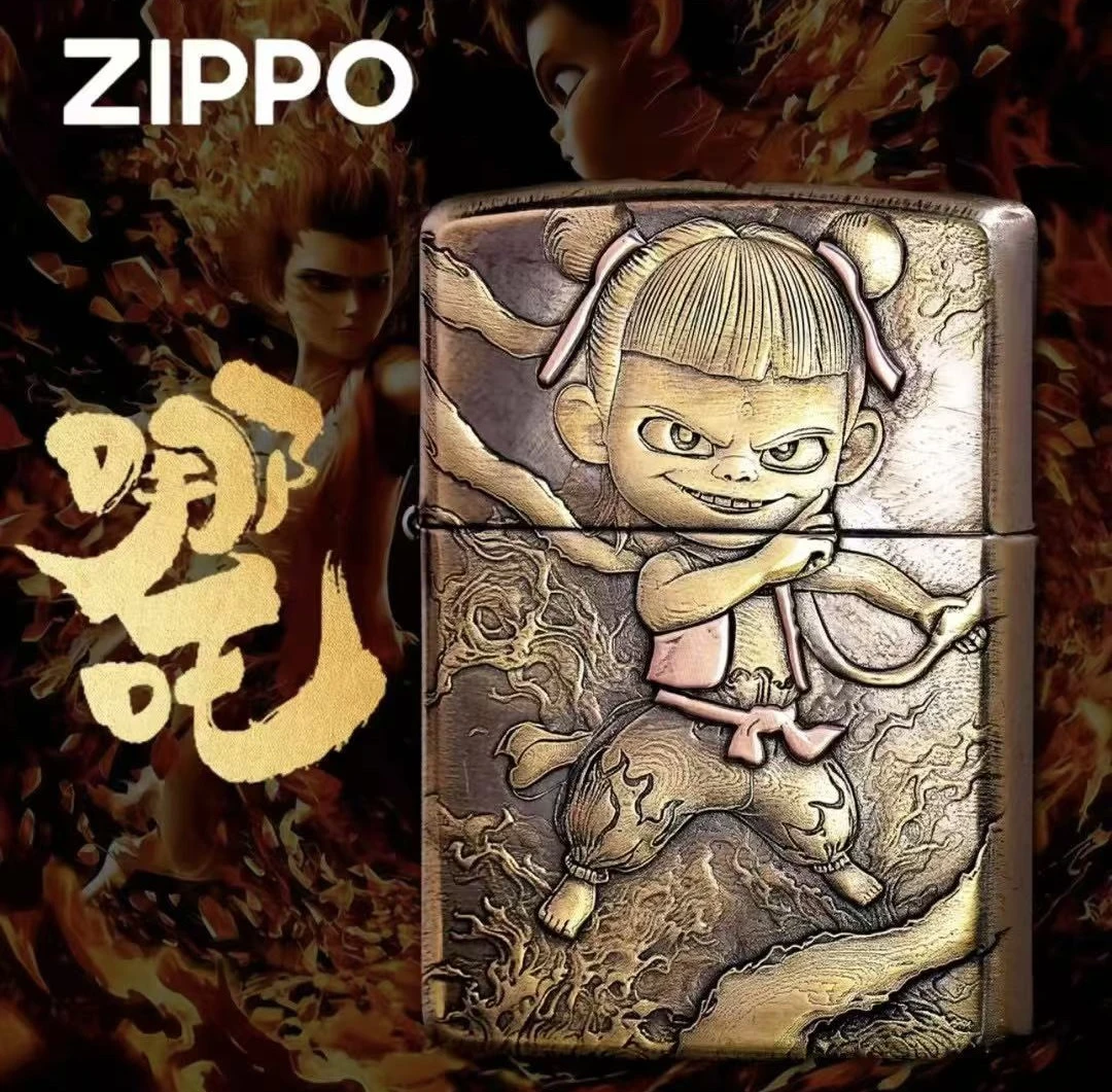 ZIPPO打火机哪吒黄铜盔甲3D浮雕拼紫铜白铜DYJ1