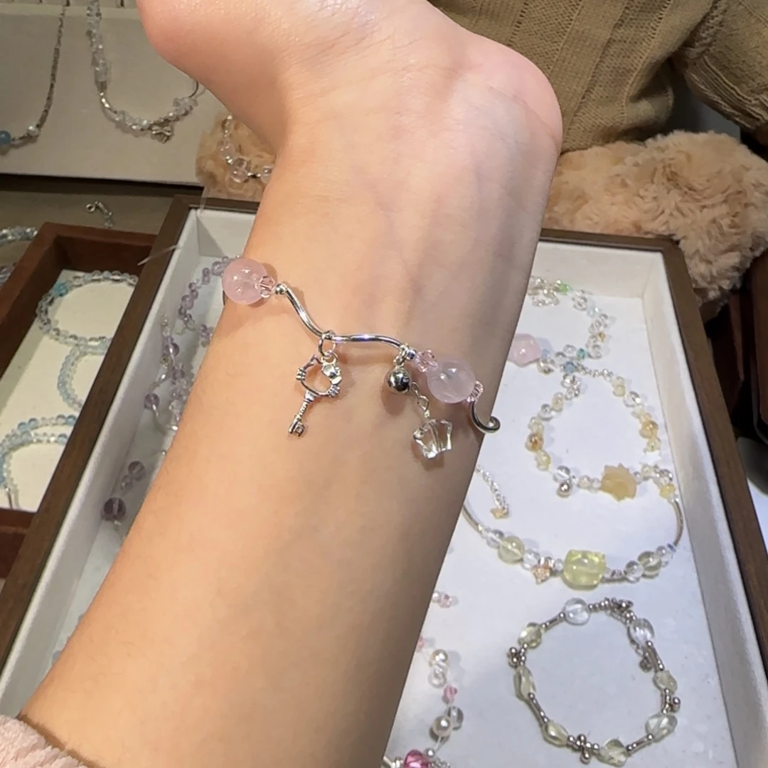 手链烟晶银S925镶嵌弯管Kt