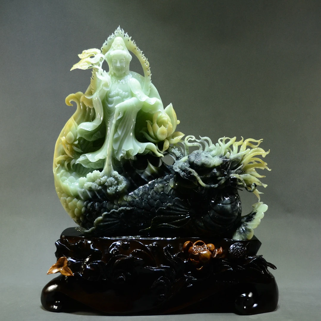 天然玉石摆件观音摆件人物家居玄关玉雕摆设