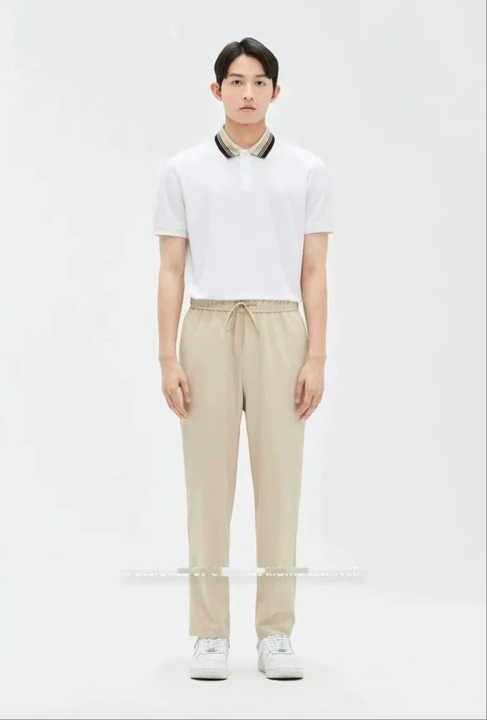 G家 剪标白色撞色领子POLO衫短袖