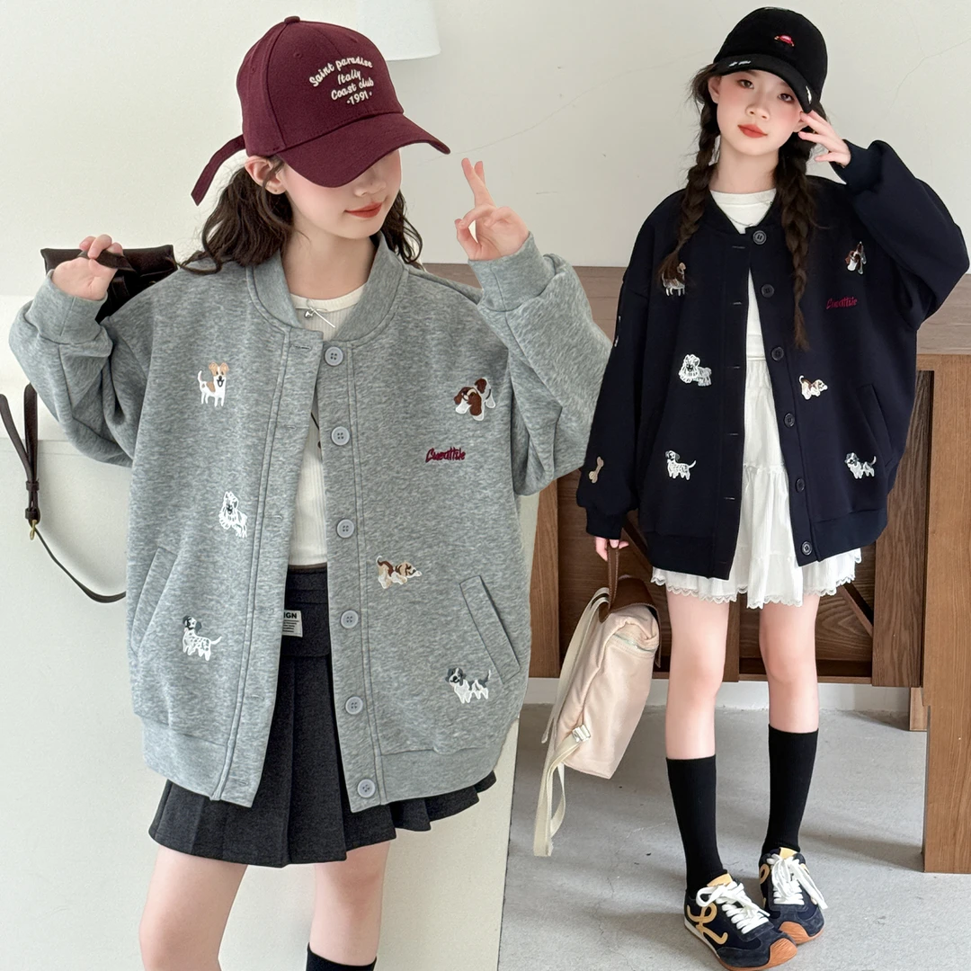 女童秋季棒球服外套2025新款韩系宽松6-12岁潮流儿童休闲百搭时尚