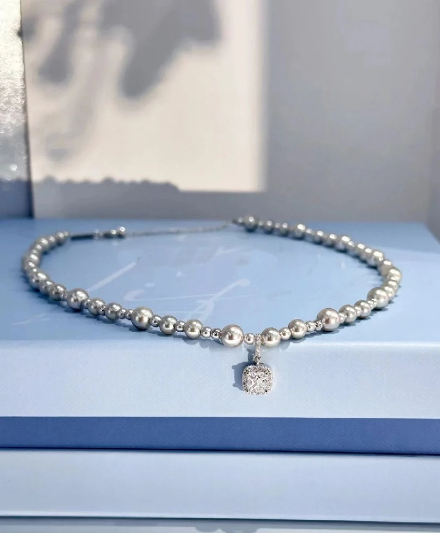 纯铜琉璃项链 晴晴家-【珍珠方糖】韩系气泡珍珠方糖项链671