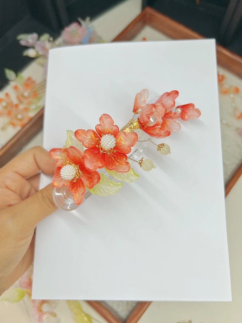 5号红色蕙兰花鱼嘴夹（直播间专拍）