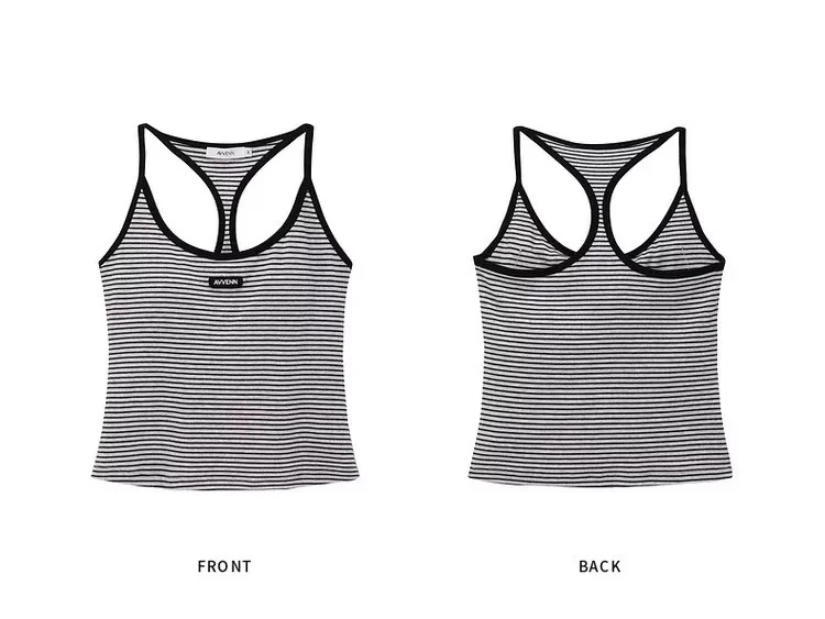 AVVENN2025春夏新品简约百搭拼接圆领露背无袖吊带背心AL31201582