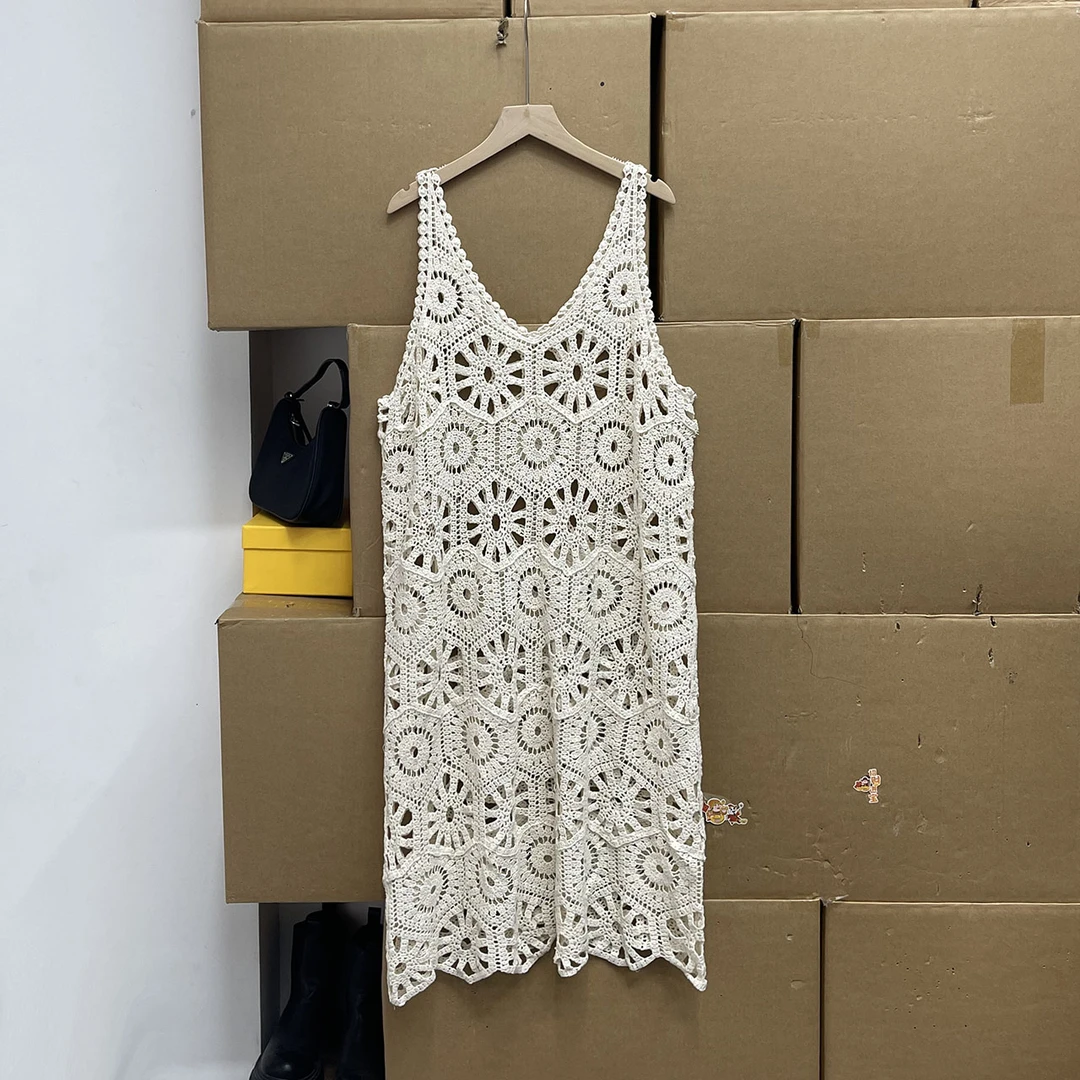 非沅！！复古波西米亚风镂空钩花蕾丝背心连衣裙子春夏女装