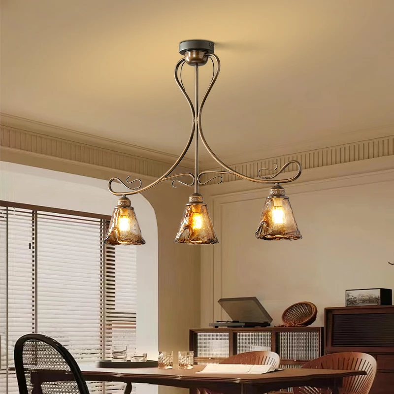 美拉德吊灯美式复古高级大气餐桌吧台灯2024新款设计师创意餐厅灯