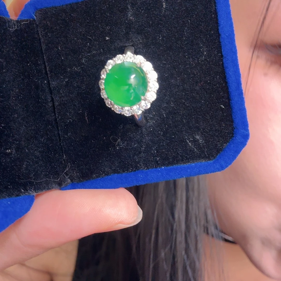 翡翠银S925镶嵌戒指戒指