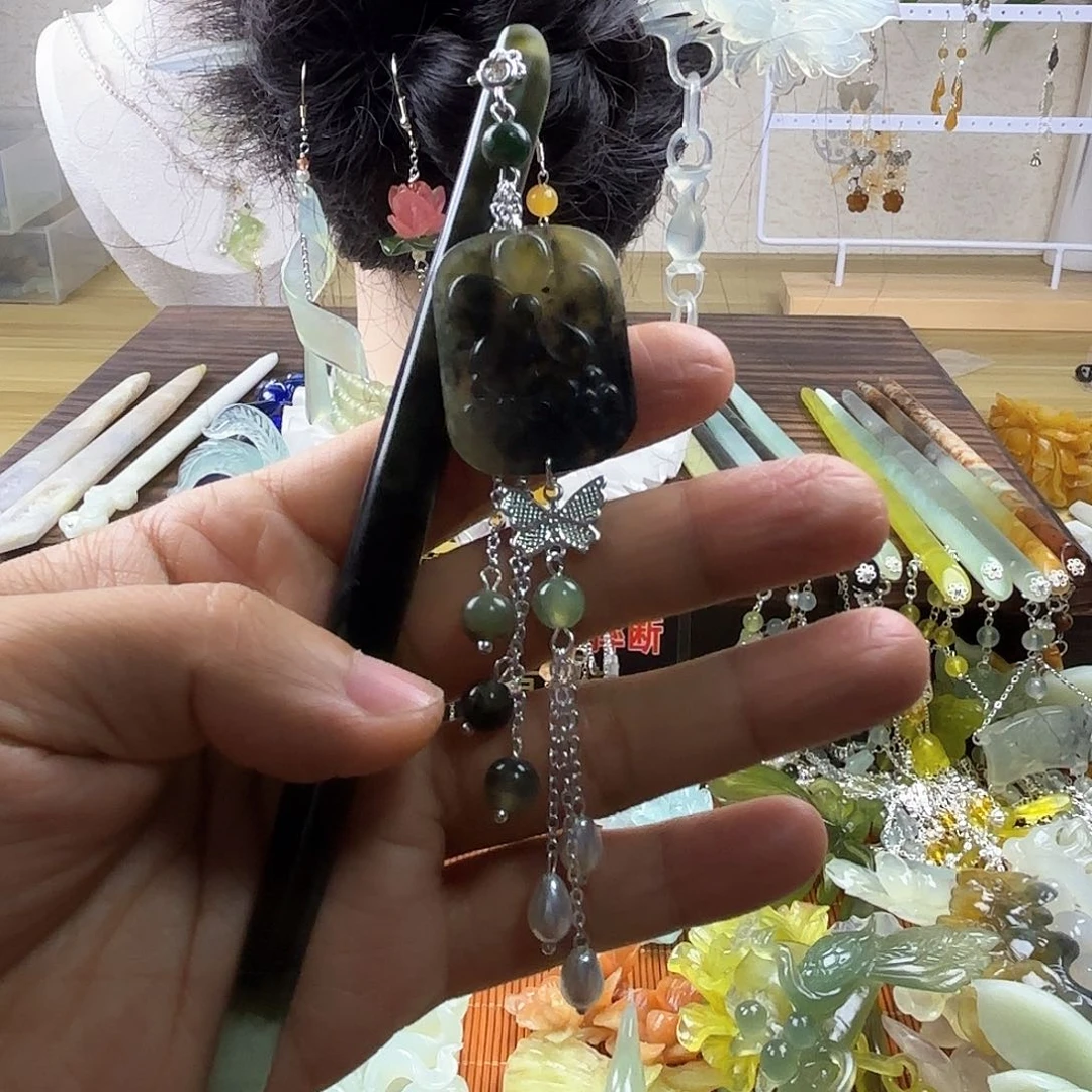 蛇纹石玉合金发饰