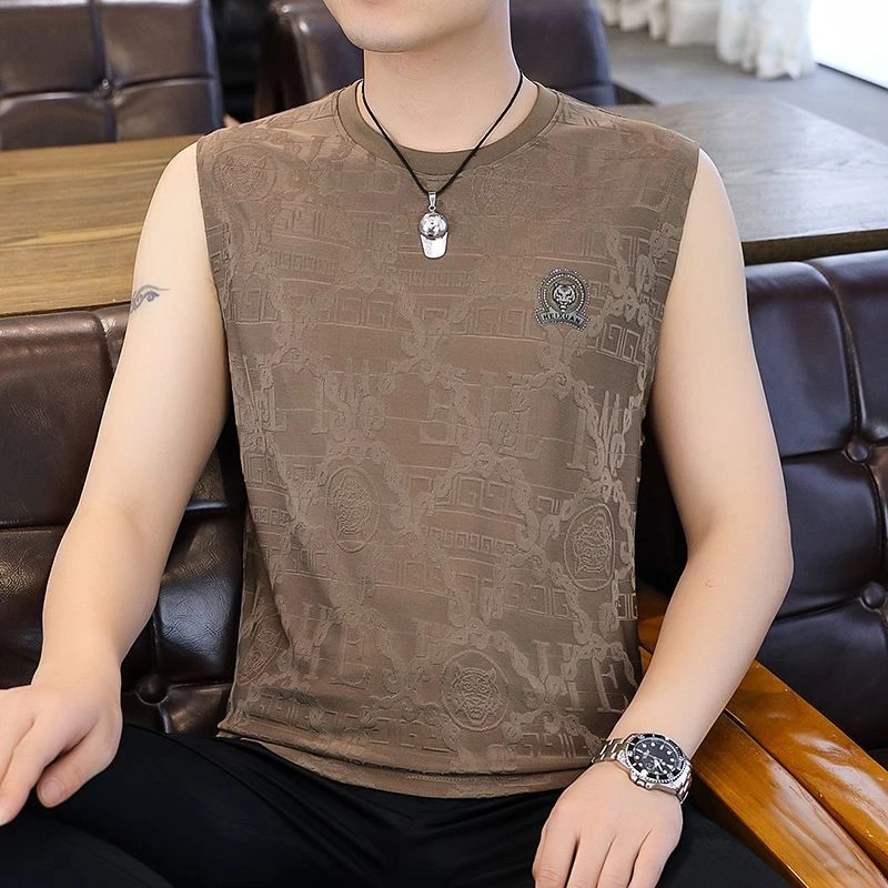 夏季背心无袖冰丝T恤透气超薄款男士坎肩运动休闲速干百搭上衣服