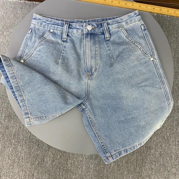 浅色休闲宽松运动男款牛仔短裤无弹中腰重洗水高档男士牛仔裤