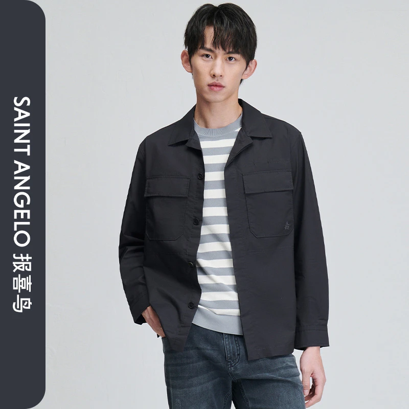 【衬衫款】报喜鸟25年新款男士春季外套休闲夹克上衣百搭火山灰色